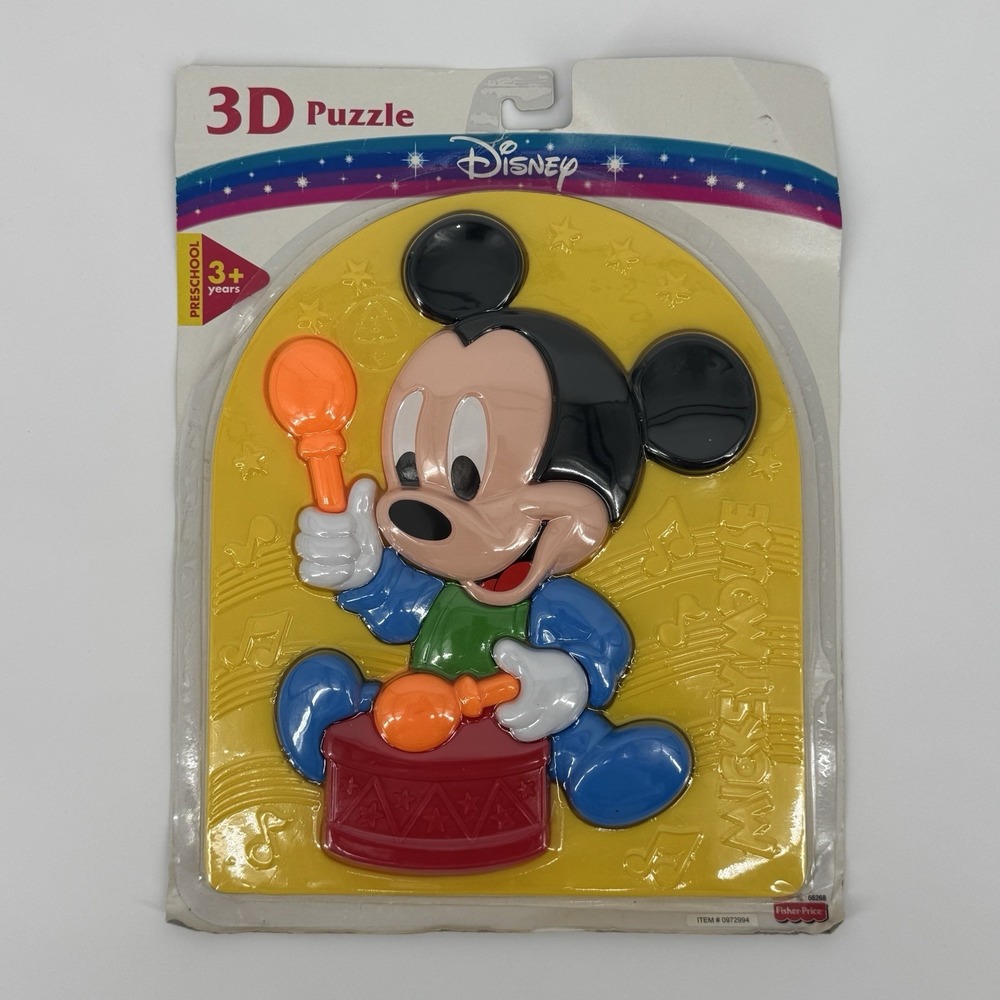Vintage Disney Mickey Mouse 3D Puzzle Fisher Price Arcotoys Sealed Preschool Toy